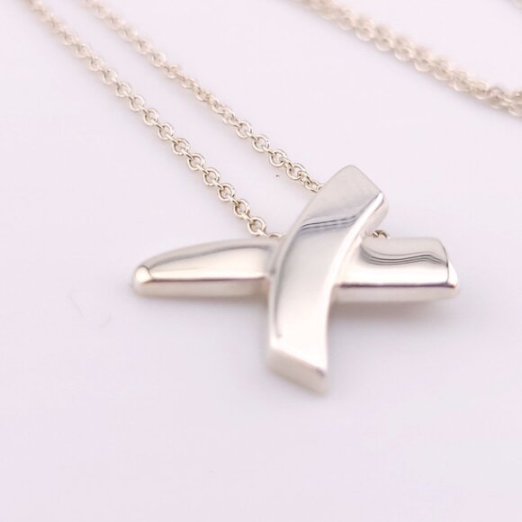 Tiffany & Co. Sterling Silver Paloma Picasso X Kiss Pendant Necklace 16"inch - Picture 7 of 13